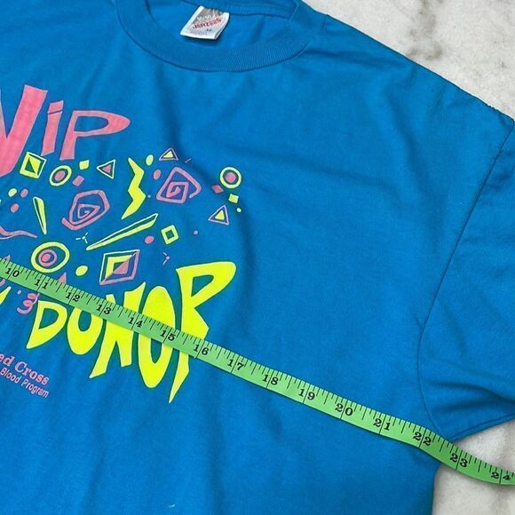 Vintage American Red Cross “VIP DONOR” T-Shirt XL Blue Made in USA Jerzees - Picture 4 of 6